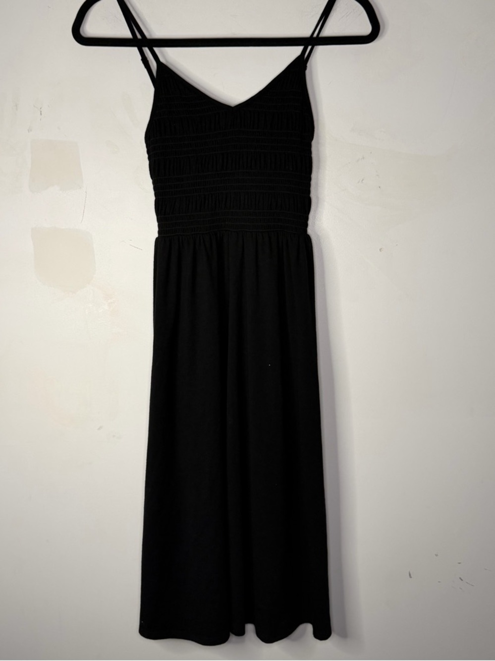 Alya Black Smocked Bodice Midi Dress